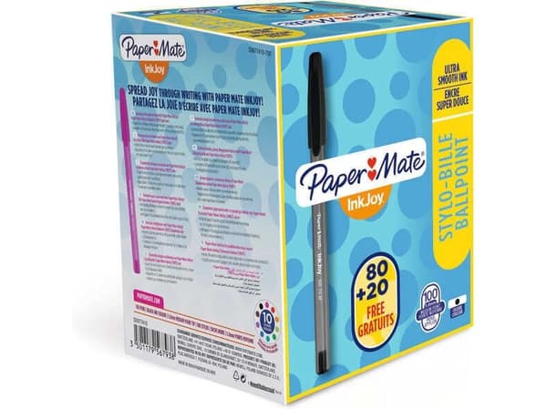 Papermate Inkjoy 100, Klips, Tynn spiss, Sort, 100 stykker, Medium