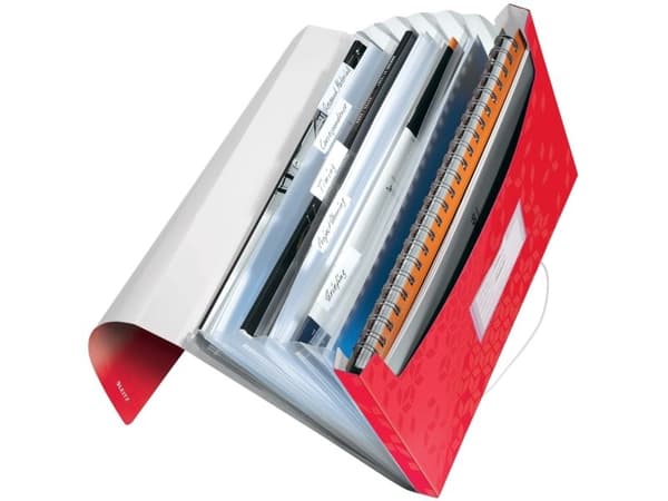 Leitz WOW - Utvidbar mappe - 6 rom - for A4 (210 x 297 mm) - kapasitet: 250 ark - geometric pattern - rød