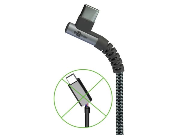 Goobay 64660, 2 m, USB C, USB C, USB 2.0, Musta, Harmaa