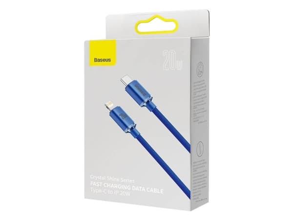 Baseus Crystal Shine USB-C til Lightning-kabel, 20W PD, 2 m – blå