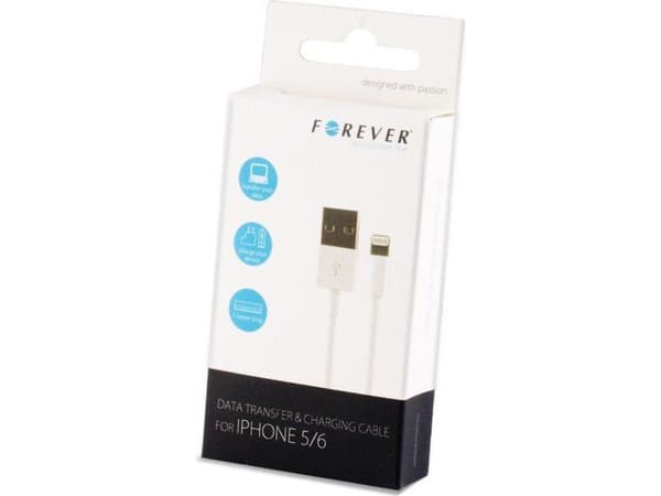 USB-kabel Forever USB-A til Lightning hvit (T_0012102)