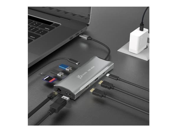j5create JCD397-N - Mini-dock - USB-C / USB4 / Thunderbolt 3 / Thunderbolt 4 - 2 x HDMI, DP - 1GbE