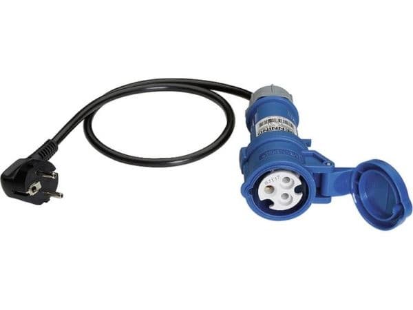 Benning mätadapter [Schuko-stickpropp - CEE-Cara-koppling] 32 A CEE - 3-polig blå (044144)
