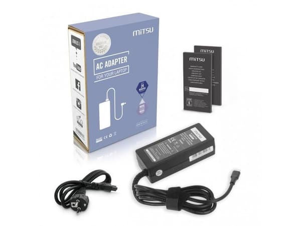 Mitsu 65W USB-C AC-adapter 5–20V, 3–3.25A (svart)