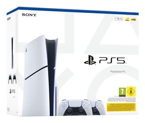 Sony PlayStation 5 Slim Disc Edition 1TB  with 2 Dualsense Controller - White