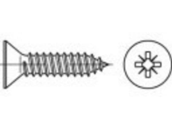 TOOLCRAFT TO-5377527 countersunk krysskruv Phillips rustfritt stål A2 19 mm, 500 stk