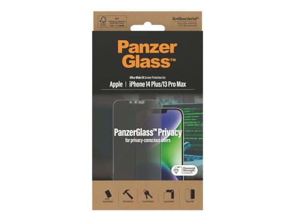 PanzerGlass ® Privacy Screen Protector iPhone 14 Plus | 13 Pro Max | Ultra-Wide Fit, Apple, Apple - iPhone 14 Plus, Apple - iPhone 13 Pro Max, Asen...