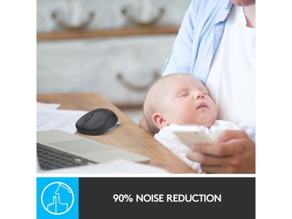 Logitech M220 Silent, Ambidextrous, Optisk, RF Trådlös, 1000 DPI, Kol