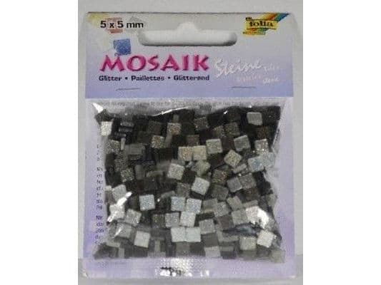 Mosaikglitterstenar 5x5mm grå