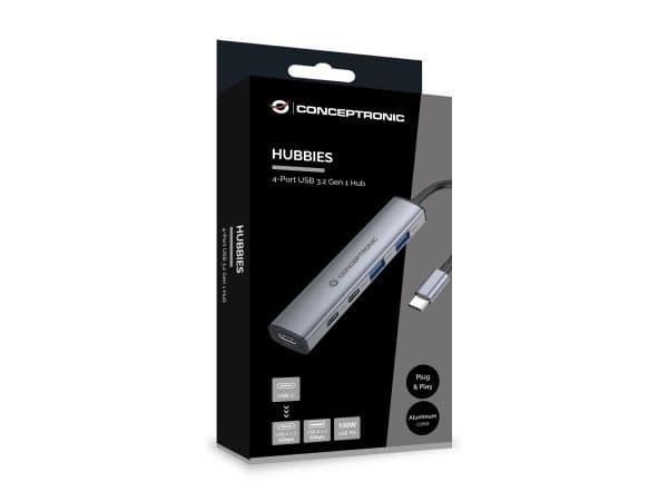 CONCEPTRONIC 4-i-1 USB-C-dokk til 2x USB-C, 2x USB-A, 100W PD