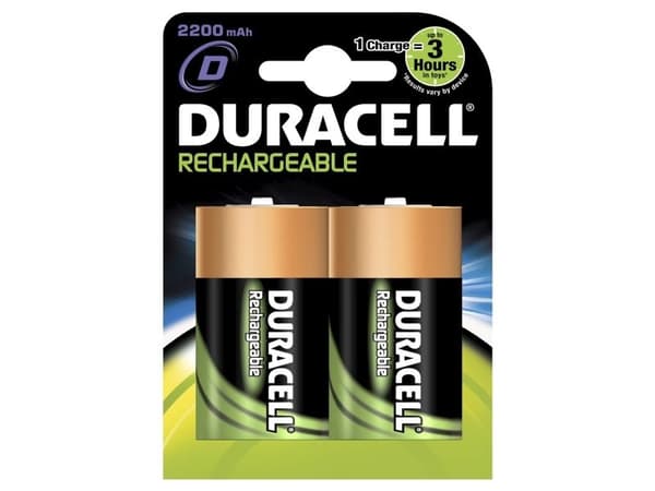 Batteri, Duracell 2200MAH, Recharge D pakke a 2 stk