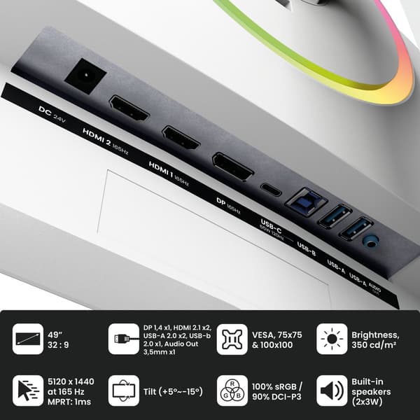 Arozzi Nova 49" v2 VA, 165Hz - White