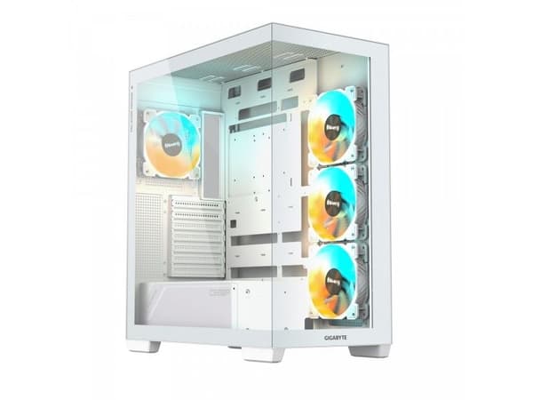 GIGABYTE C500 Panoramic Stealth Ice, tornchassi (vit, härdat glas x 2)