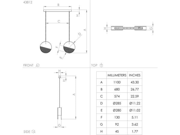 EGLO MUMBLES pendellampe 2xE27 L860 sort/gull