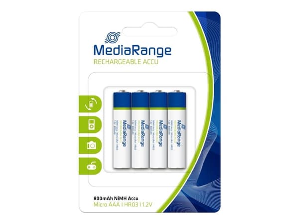 MediaRange - Batteri 4 x AAA - NiMH - (ladbare) - 800 mAh