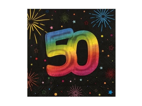 Sort og regnbue servietter, 50 år