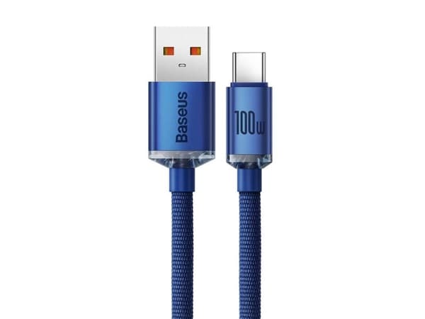Baseus Crystal Shine USB-C-kaapeli, 100W, 2m (sininen)