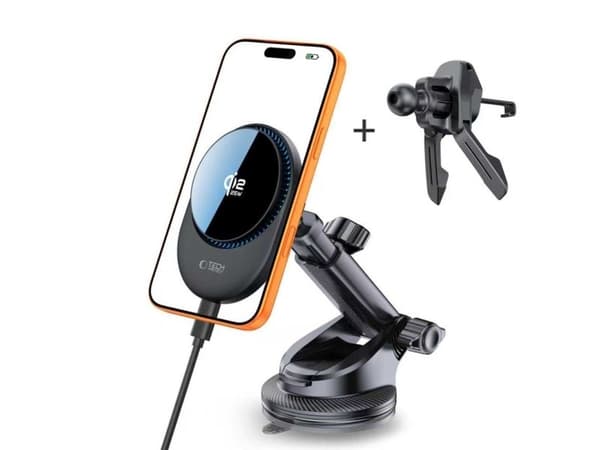 4kom.pl TECH-PROTECT V21 MAGNETIC MAGSAFE DASHBOARD & VENT CAR MOUNT WIRELESS CHARGER 25W QI2.2 BLACK