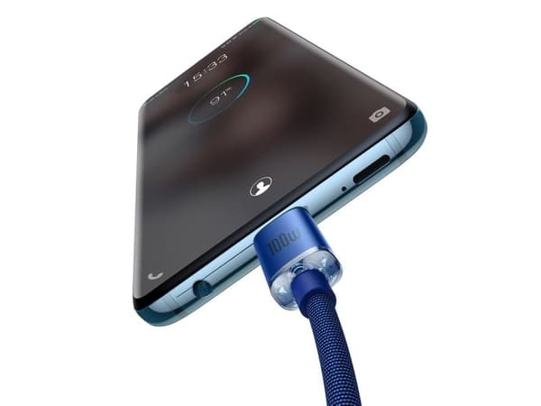 Baseus Crystal Shine USB-C USB-C-kaapeli, 100W, 2m (sininen)