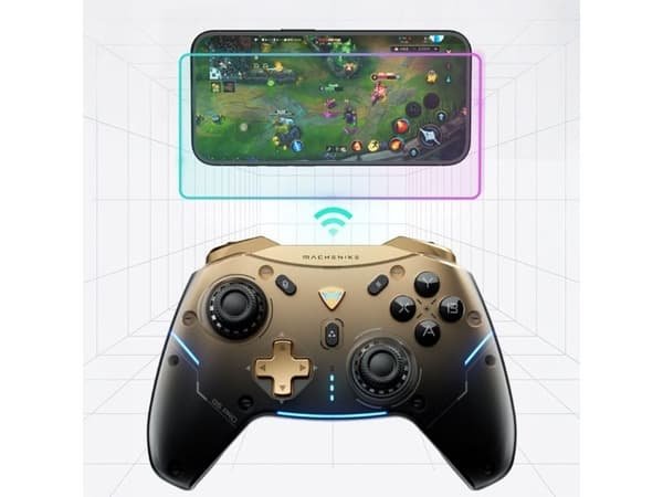 Machenike G5Pro Flagship Wireless Game Controller with Gyro Charging Station and Button Mapping - Black and Gold