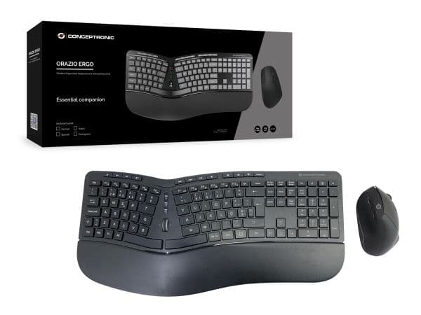 CONCEPTRONIC Wireless Keyboard+Mouse,ergonomisch Layout Pt