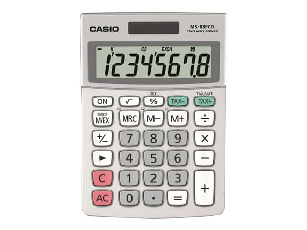 Casio MS-88ECO - Skrivbordskalkylator - 8 siffror - batteri, solcellspanel