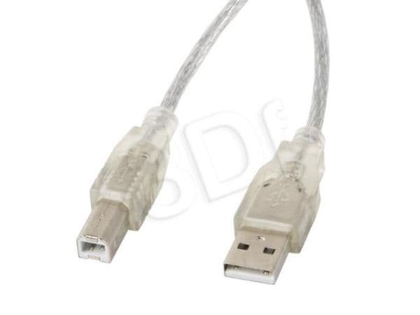 Lanberg - USB-kabel - USB (hane) till USB typ B (hane) - USB 2.0 - 3 m - transparent