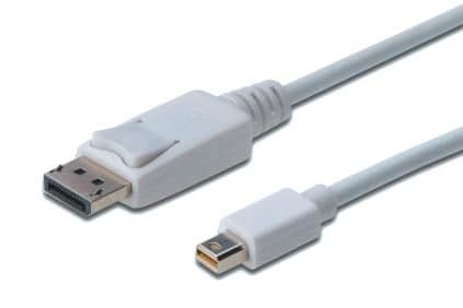 ASSMANN - DisplayPort-kabel - Mini DisplayPort (hane) till DisplayPort (hane) - 2 m - formpressad - vit