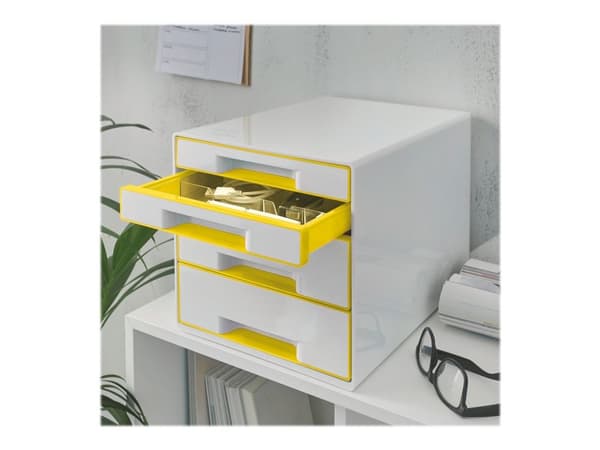 Leitz WOW CUBE - Skuffskap - 4 skuffer - for A4 Maxi - gul