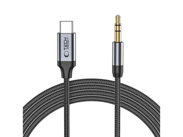 Tech-Protect UltraBoost USB-C til 3,5 mm mini jack-kabel 1 m - svart