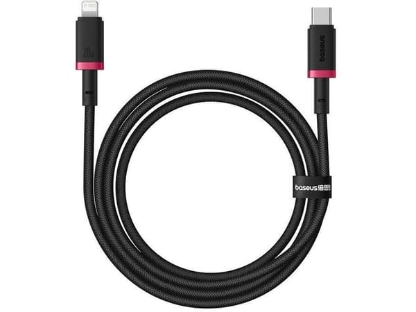 Baseus P10377800U01-01, 1 m, Lightning, USB C, Uros, Uros, Musta, Punainen