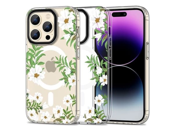 Tech-Protect MagMood MagSafe-deksel for iPhone 15 Pro Max - Daisies with Leaves