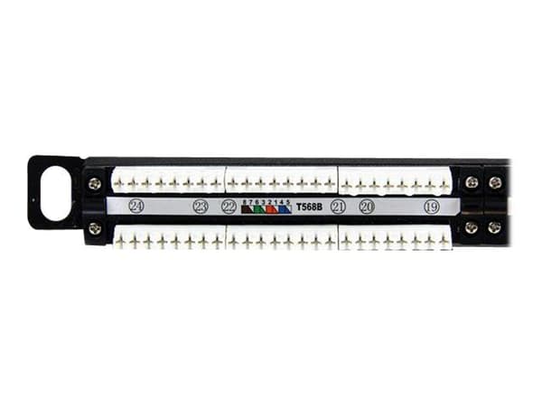 StarTech.com PANELHU24, RJ-45, Cat5e, Telinekiinnitys, 0.5U, musta, 482 mm