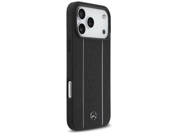 Mercedes Leather Star Pattern Stripes MagSafe Case for iPhone 17 Pro Max - Black