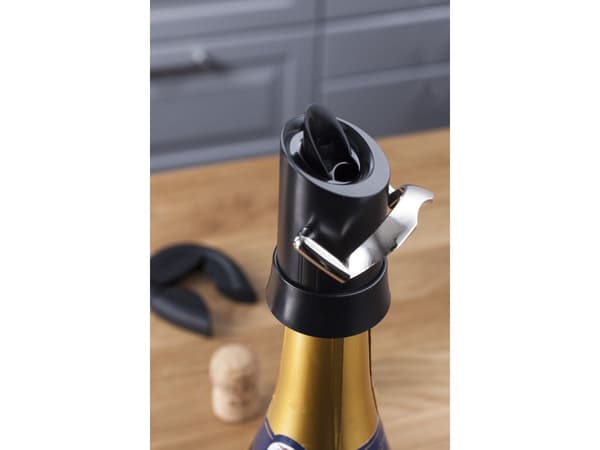 Vacu Vin Champagne Saver, Sort, Sølv