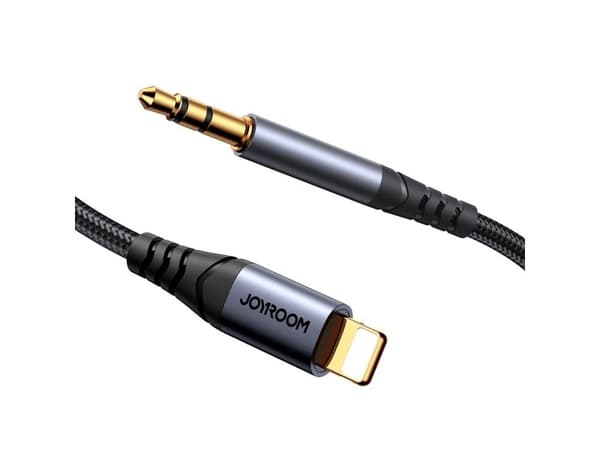 USB-kabel Joyroom Lightning till mini Jack 3,5 mm 1,2 m sort/grå (JYR874)