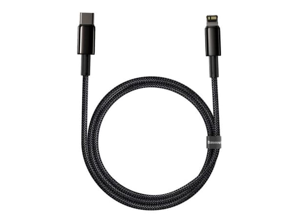 Baseus Tungsten Gold, 1 m, Lightning, USB C, Hankjønn, Hankjønn, Sort