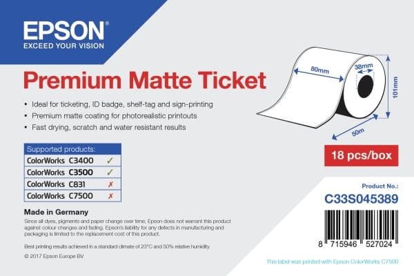 Epson matt biljettpapper - (C33S045389)