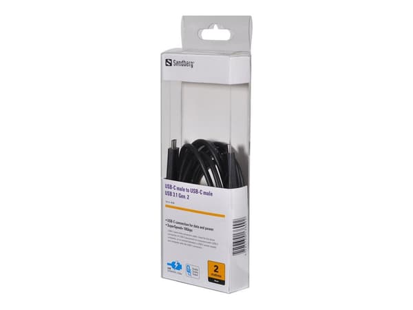 Sandberg - USB-kabel - USB-C (hann) til USB-C (hann) - USB 3.1 - 2 m