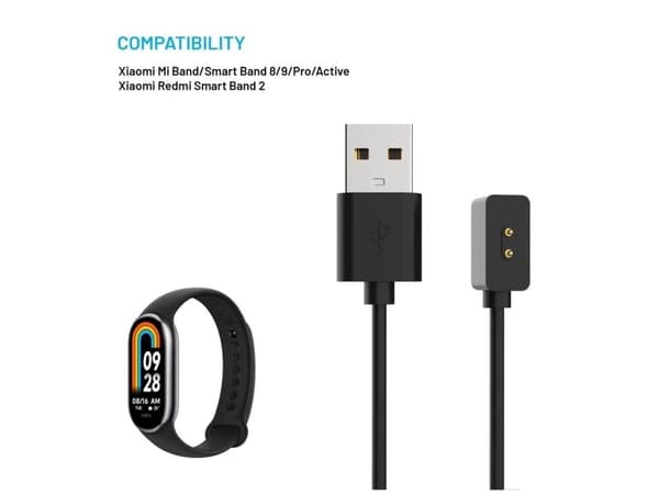FIXED - Opladningskabel til smartklokke - USB han - 1 m - sort