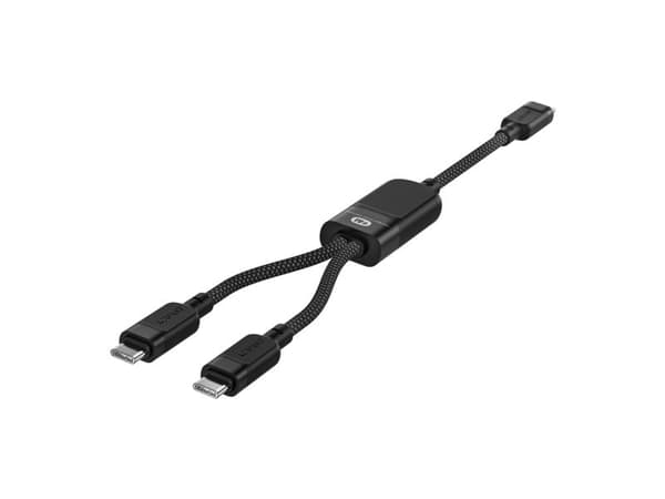 Acefast C5 USB-C - USB-C / USB-C 2-i-1 100W 480Mb/s kabel - sort