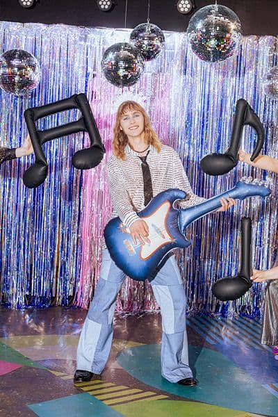 Navy Blue Guitar Foil Balloon, 41x105 cm