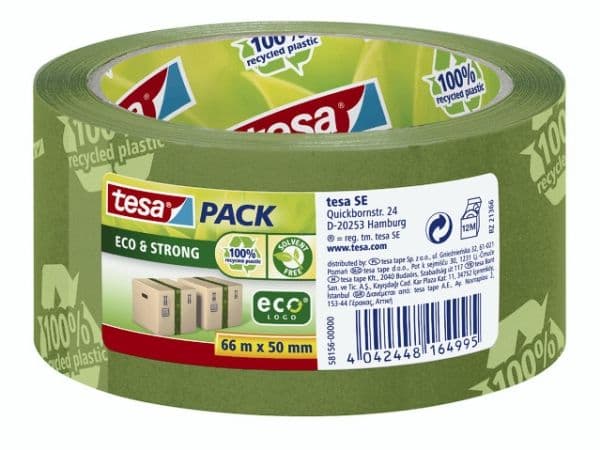 Packtejp, tesa® 58156 ECO & STRONG, 56 µm, PP, BxL: 50 mm x 66 m, grön