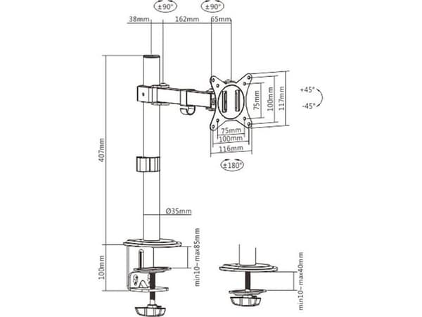 Skrivebordsstativ for skjerm 1 Spacetronik SPA-111