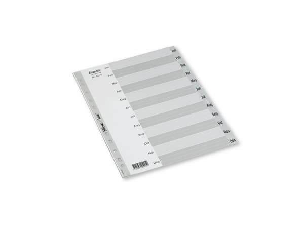 Register, Bantex Basic-line, plast, A4, grå, jan-dec