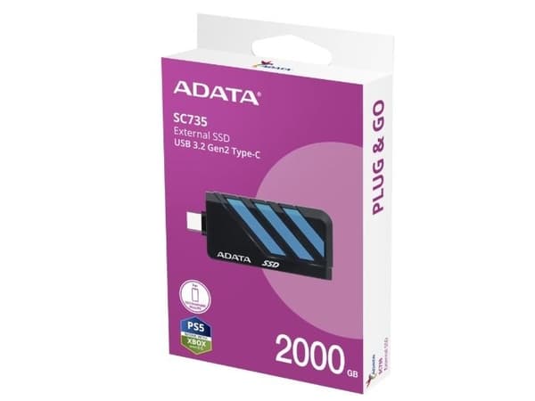 ADATA SC735 2TB Extern SSD Svart/Blå (SC735-2000G-CCBK/BU)