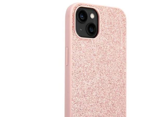 Guess GUHCP14MHGGSHP iPhone 14 Plus 6,7" rosa hårt skal Glitter Script