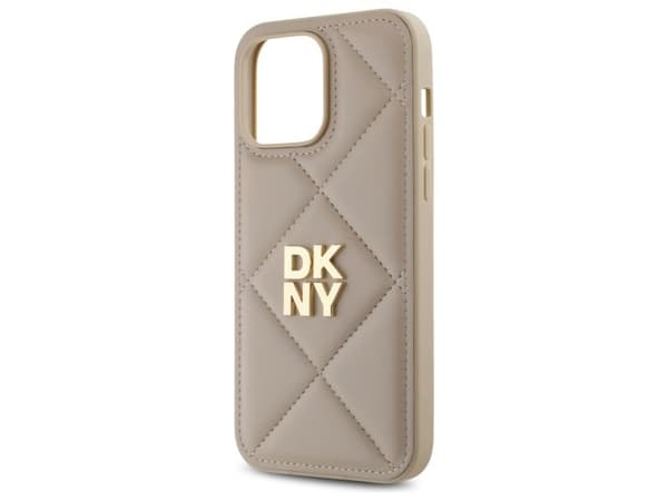 Hurtel DKNY Quilted Stack Logo-deksel til iPhone 14 Pro - beige