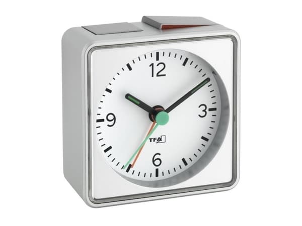 TFA Push - Väckarklocka - kvadrat - kvarts - skrivbord - silver