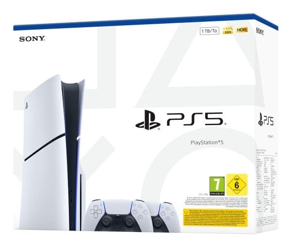 Sony PlayStation 5 Slim Disc Edition 1TB  with 2 Dualsense Controller - White